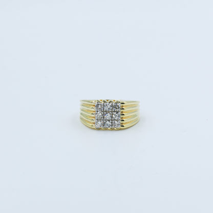 Yellow Gold Multi-Row Diamond Band Ring
