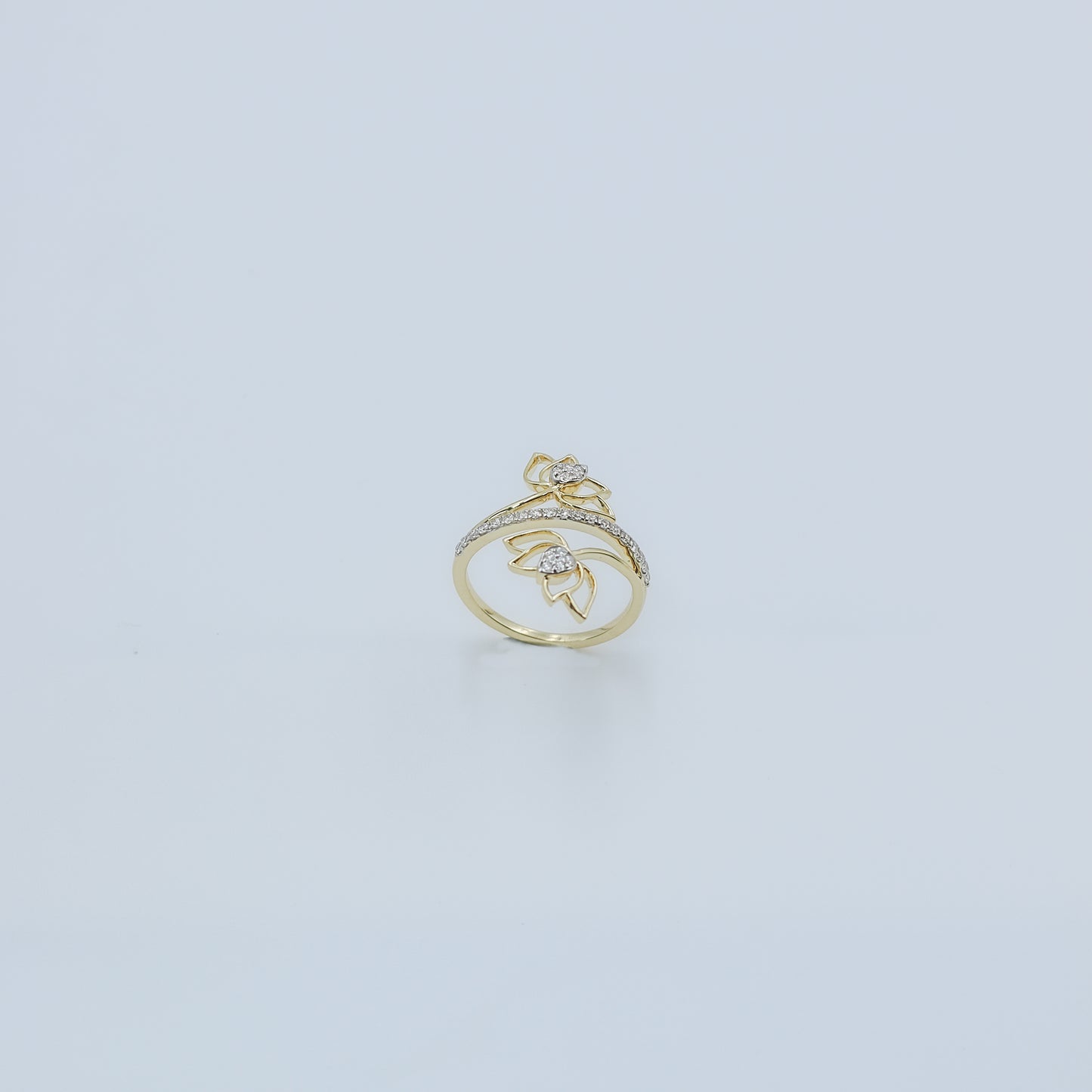 Yellow Gold Multi-Hoop Pave Diamond Ring