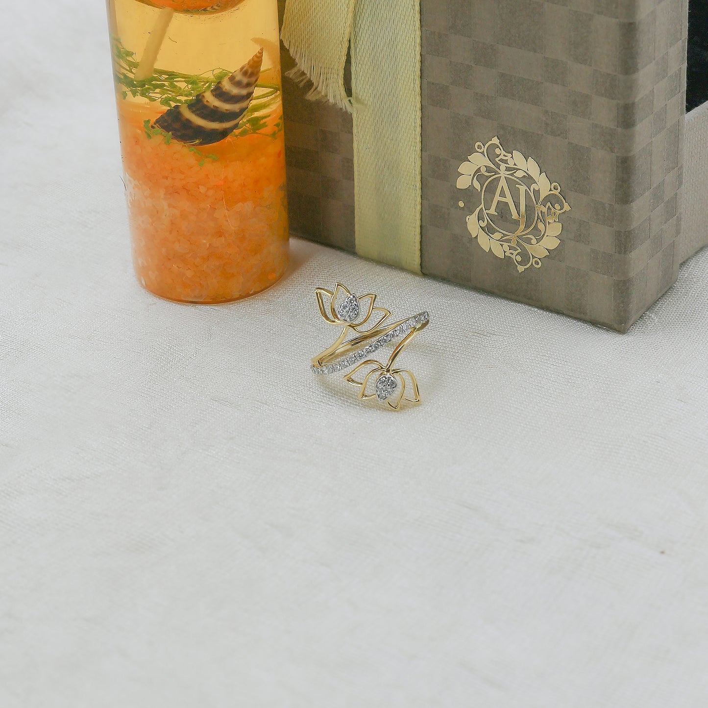 Yellow Gold Multi-Hoop Pave Diamond Ring