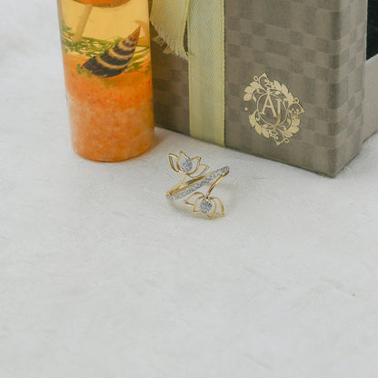 Yellow Gold Multi-Hoop Pave Diamond Ring