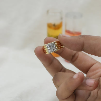 Yellow Gold Multi-Row Diamond Band Ring