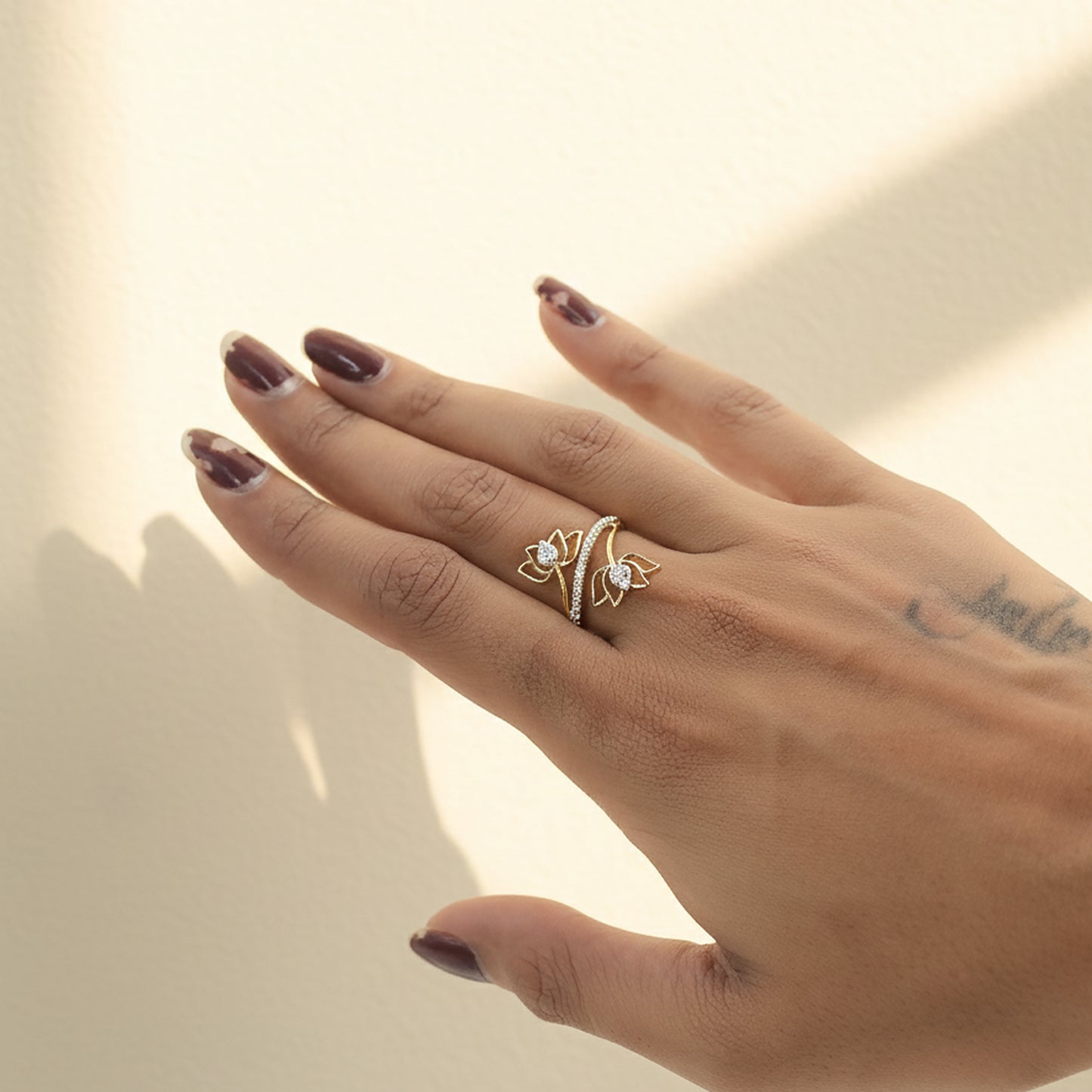 Yellow Gold Multi-Hoop Pave Diamond Ring