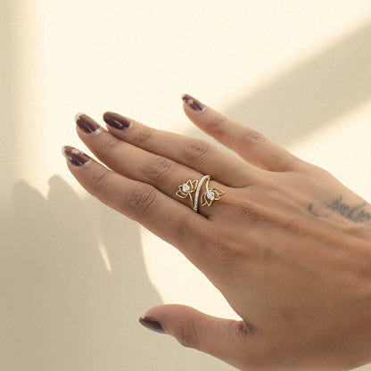 Yellow Gold Multi-Hoop Pave Diamond Ring