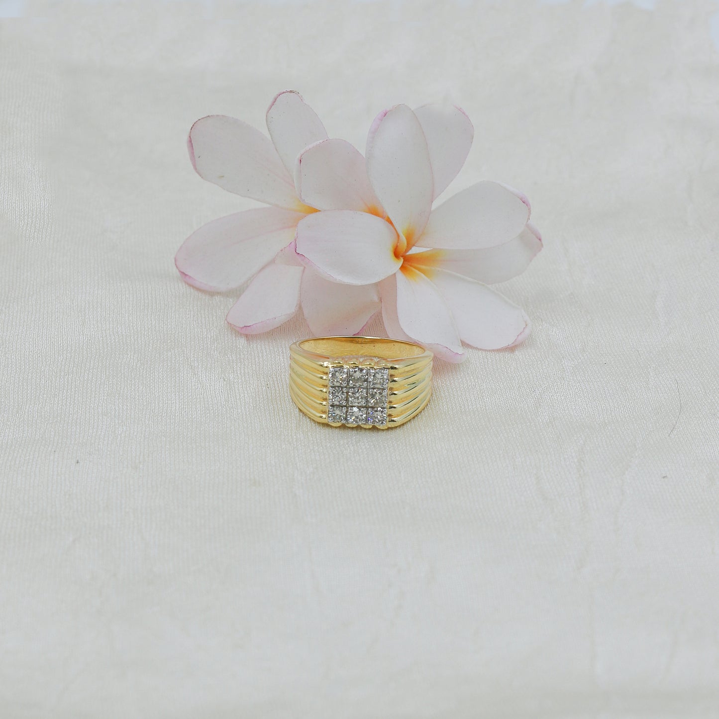 Yellow Gold Multi-Row Diamond Band Ring