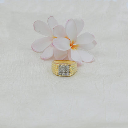 Yellow Gold Multi-Row Diamond Band Ring