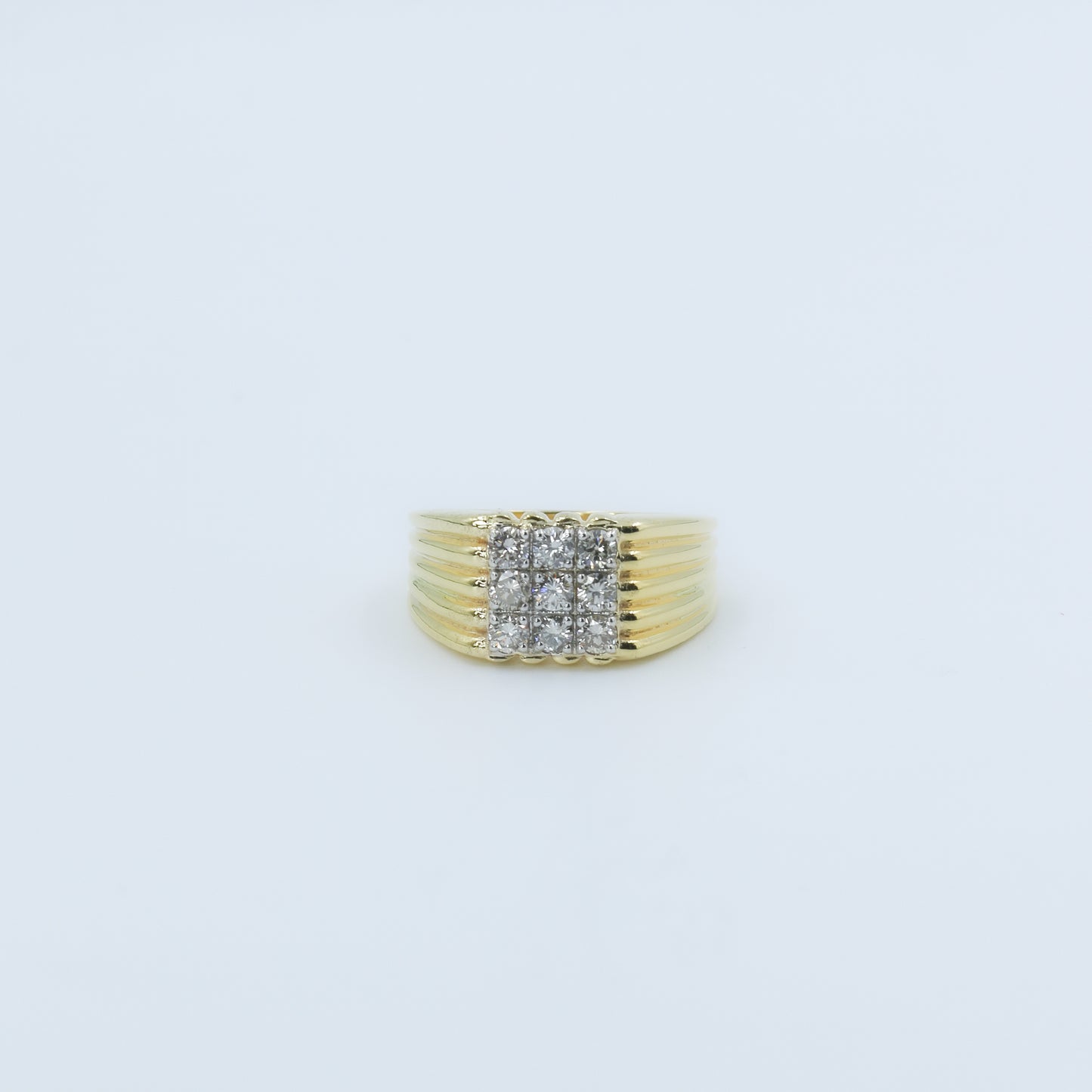 Yellow Gold Multi-Row Diamond Band Ring