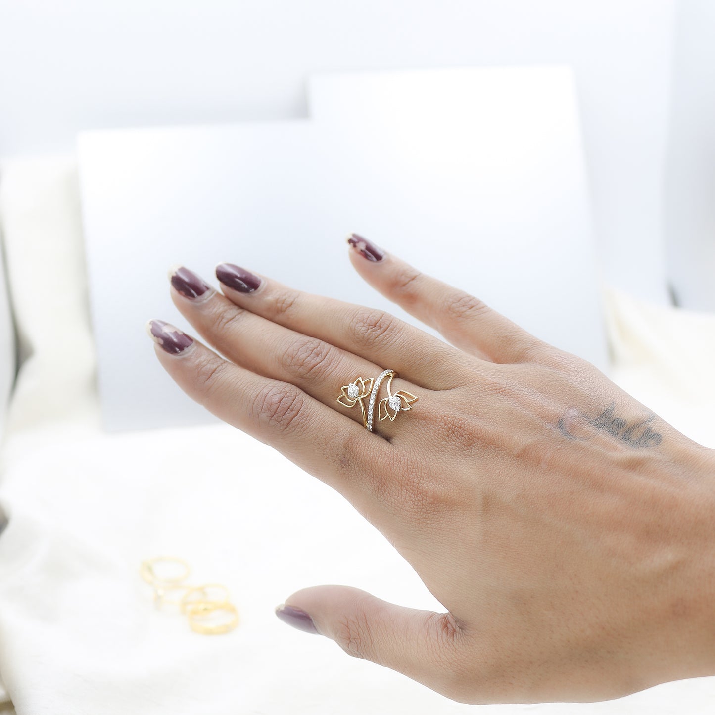 Yellow Gold Multi-Hoop Pave Diamond Ring