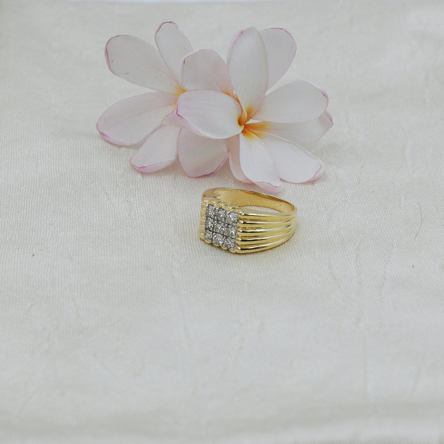 Yellow Gold Multi-Row Diamond Band Ring