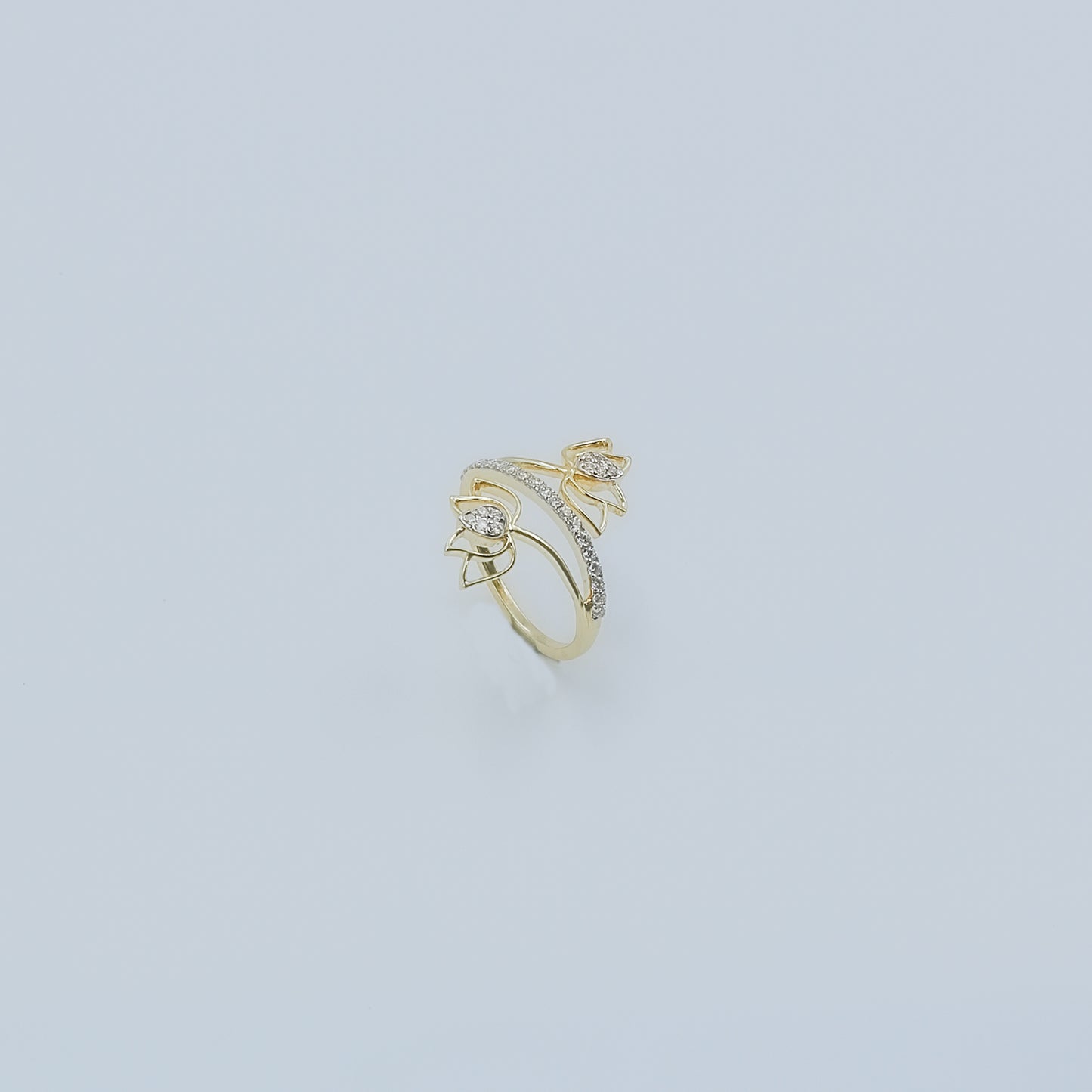 Yellow Gold Multi-Hoop Pave Diamond Ring