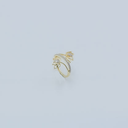 Yellow Gold Multi-Hoop Pave Diamond Ring