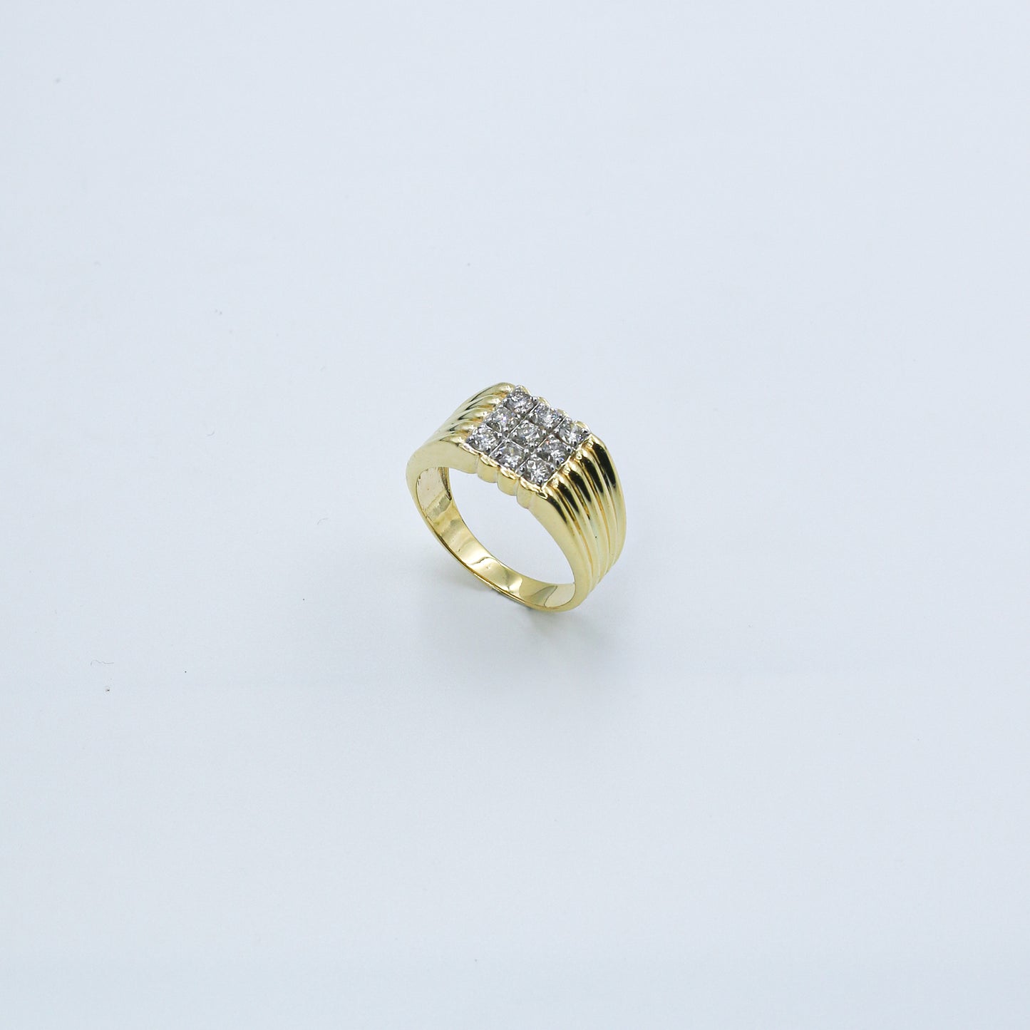 Yellow Gold Multi-Row Diamond Band Ring