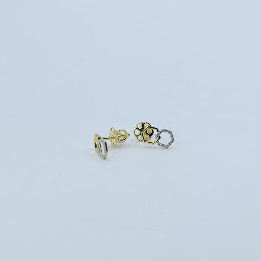 Yellow Gold Interlocking Hexagon Diamond Stud Earrings