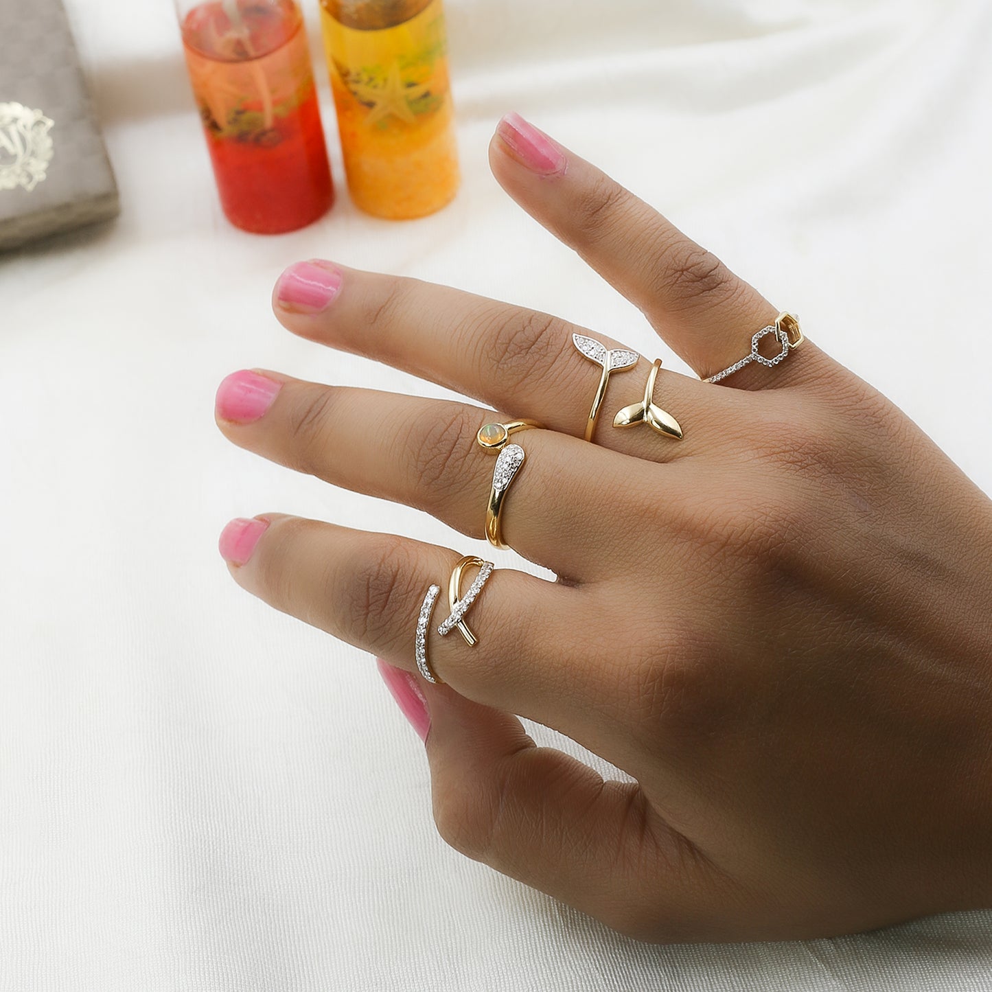 Two-Tone Crossover Diamond Bypass Ring