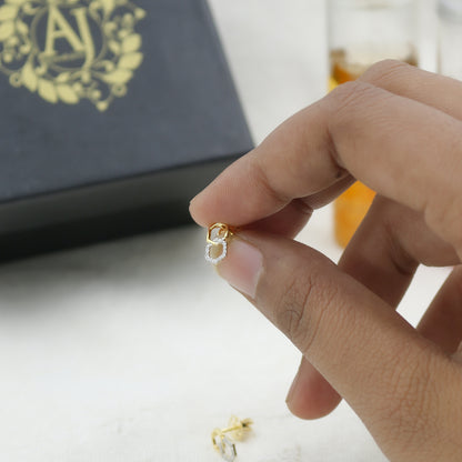 Yellow Gold Interlocking Hexagon Diamond Stud Earrings