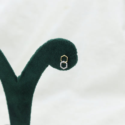 Yellow Gold Interlocking Hexagon Diamond Stud Earrings