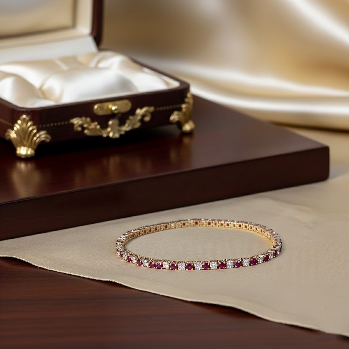 Ruby & Diamond Regal Tennis Bracelet