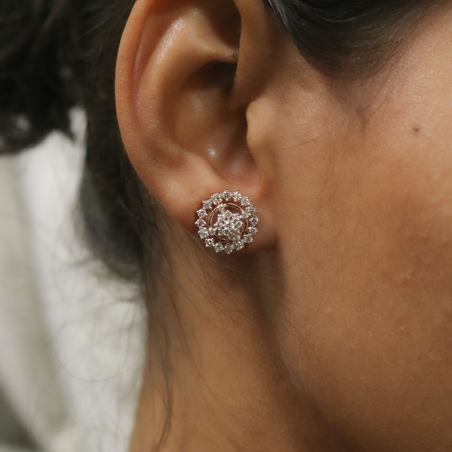 Diamond Radiance Sunburst Stud Earrings