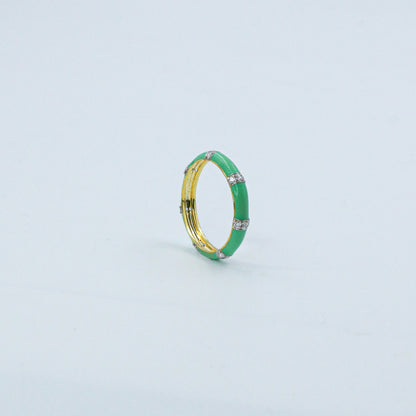 Yellow Gold & Green Enamel Lab-Grown Diamond Eternity Band