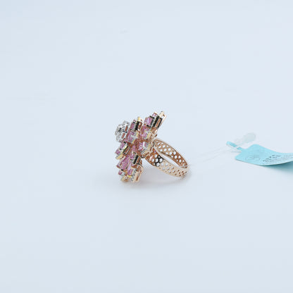 Pink Colorstone & Diamond Floral Statement Ring
