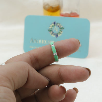 Yellow Gold & Green Enamel Lab-Grown Diamond Eternity Band