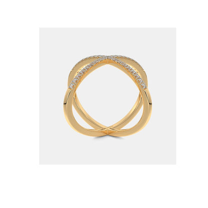 Diamond Crossover X Ring in 18K Yellow Gold by Anirudh Jewel