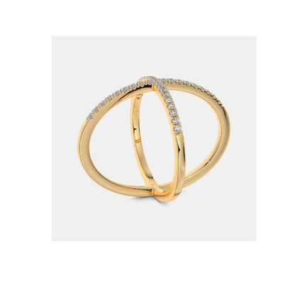 Diamond Crossover X Ring in 18K Yellow Gold by Anirudh Jewel