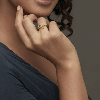 Gold Interlocking Hearts Diamond Ring