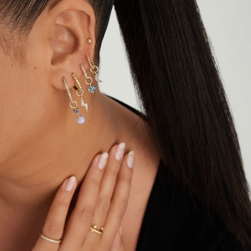 London Blue Topaz Drop Hoop Earrings for Women – Elegant Gold Gemstone Earrings - Anirudh Jewels