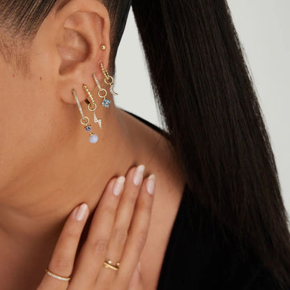 London Blue Topaz Drop Hoop Earrings for Women – Elegant Gold Gemstone Earrings - Anirudh Jewels
