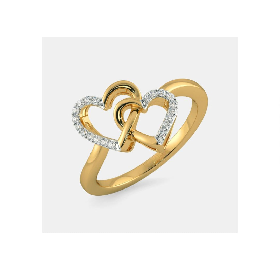 Gold Interlocking Hearts Diamond Ring