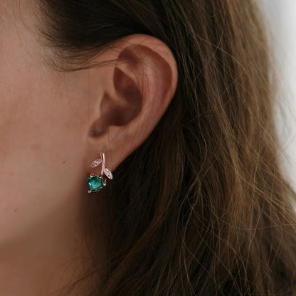 Emerald and Diamond Huggie Hoop Earrings