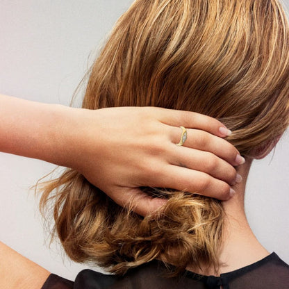 Yellow Gold Pave Diamond Pointed Signet Ring