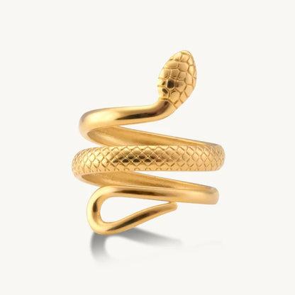 Elegant Serpent Wrap Gold with Textured Scales Ring by Anirudh Jewels