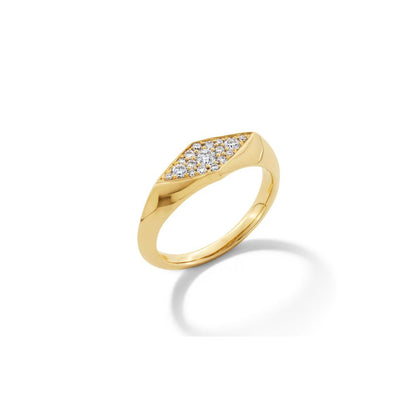 Yellow Gold Pave Diamond Pointed Signet Ring