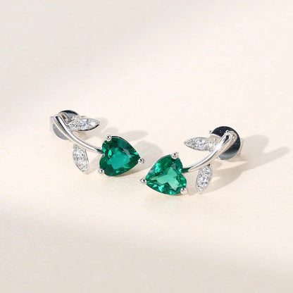 Emerald and Diamond Huggie Hoop Earrings