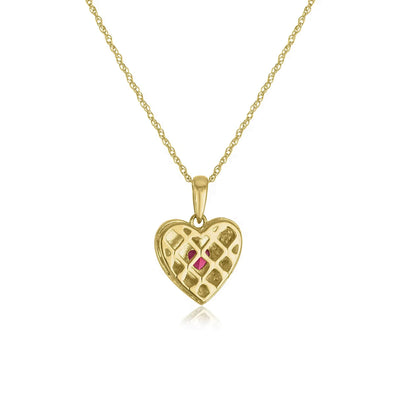 Yellow Gold Ruby Heart Pendant Necklace