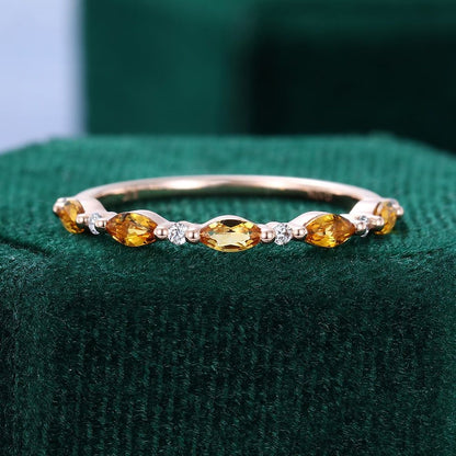 Yellow Gold Citrine and Diamond Eternity Band