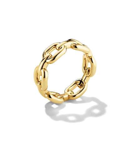 Interlocked Cuban Link Gold Ring – 6.5mm Statement Band - Anirudh Jewels