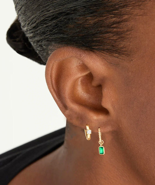 Emerald Diamond Drop Hoop Earrings for Women – Luxury Gold Designer Earrings - Anirudh Jewels