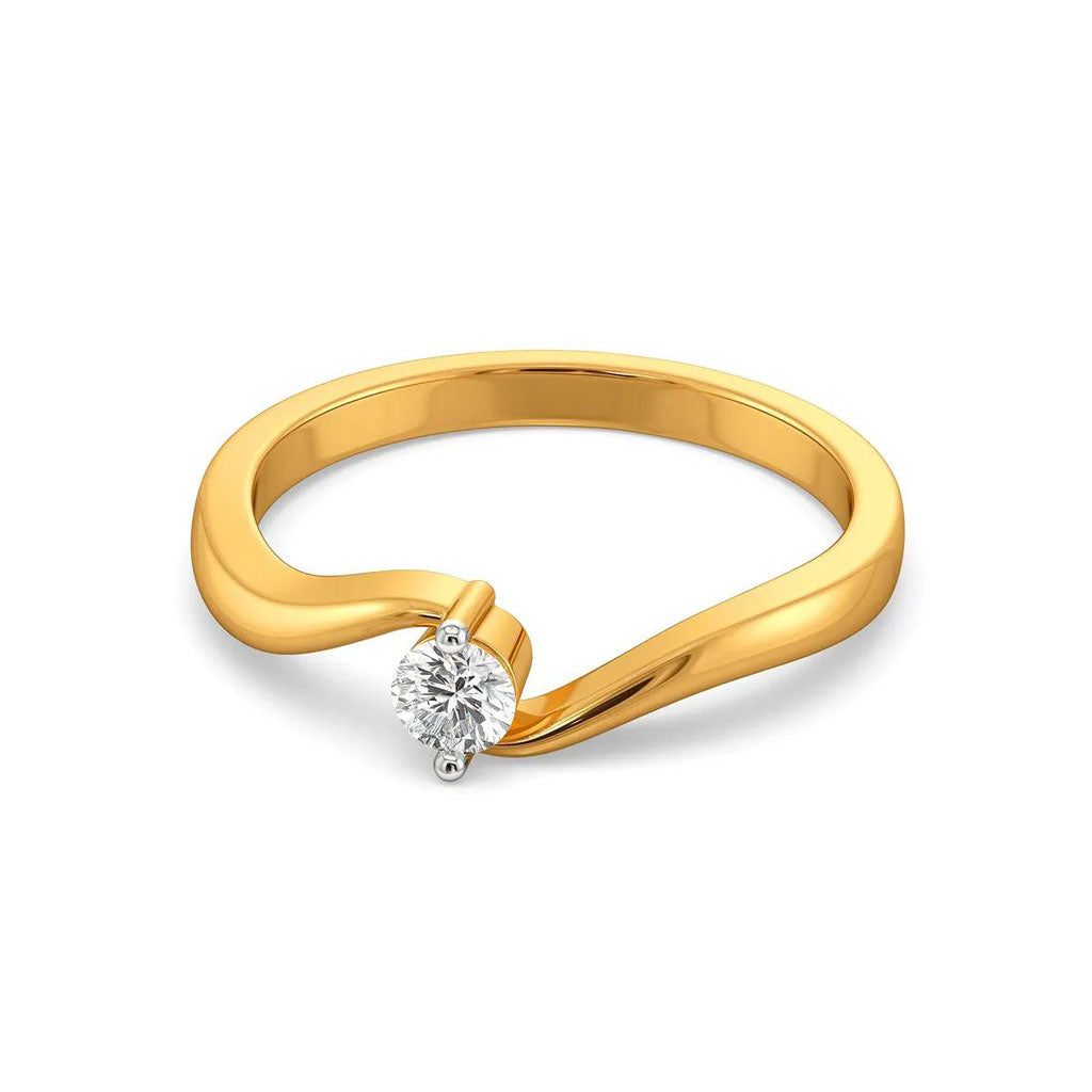 Yellow Gold Abstract Open Bypass Diamond Ring