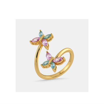 Gold Butterfly-Inspired Open Ring