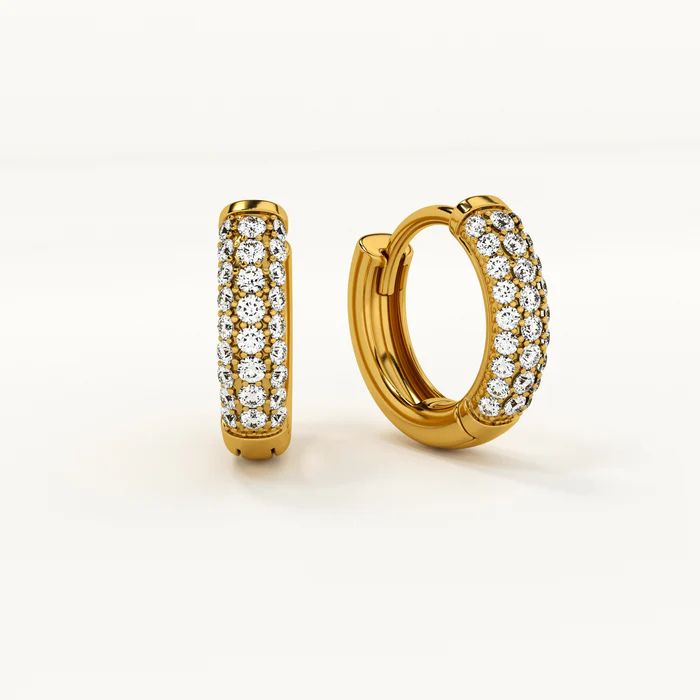 CVD Diamond Full Pave Huggie Hoop Earrings