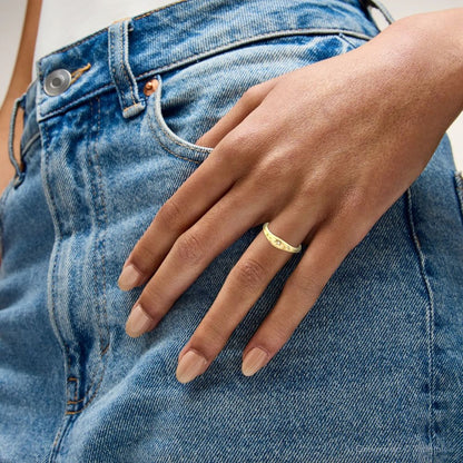 Yellow Gold Etched Leaf Motif Diamond Ring