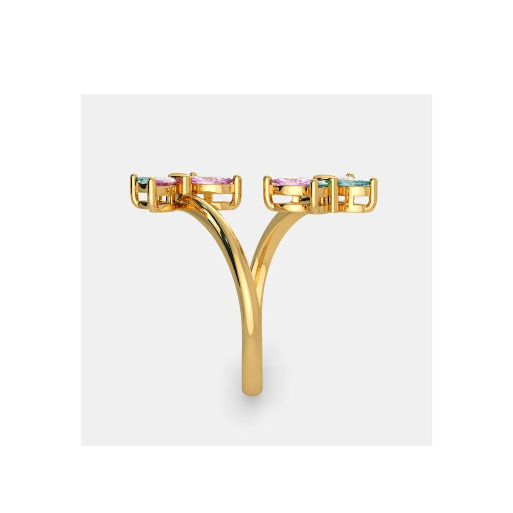 Gold Butterfly-Inspired Open Ring