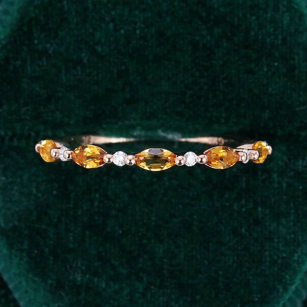 Yellow Gold Citrine and Diamond Eternity Band