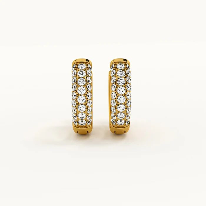 CVD Diamond Full Pave Huggie Hoop Earrings
