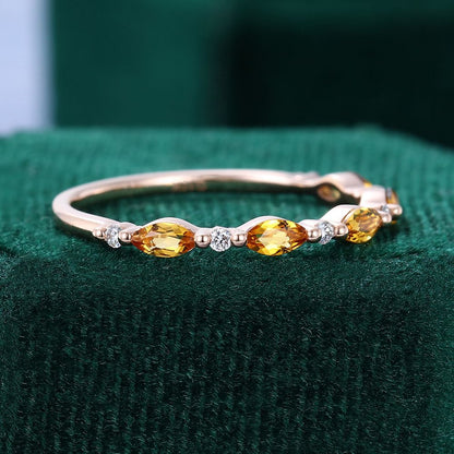 Yellow Gold Citrine and Diamond Eternity Band