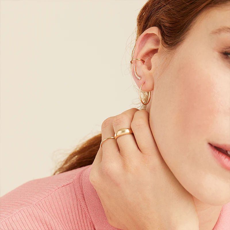 Diamond Curved Bar Earrings for Women – Minimalist Gold Ear Climber Earrings - Anirudh Jewels