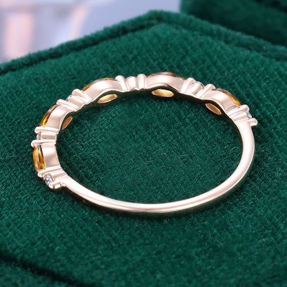 Yellow Gold Citrine and Diamond Eternity Band