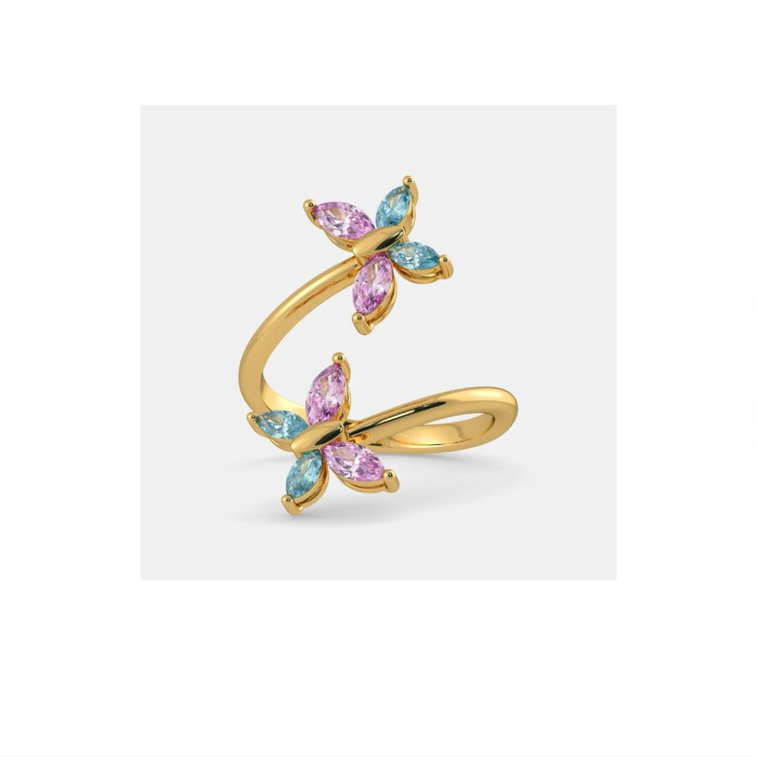 Gold Butterfly-Inspired Open Ring